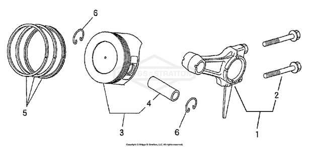 Piston/Rod Diagram and Parts List for 1504-2  Briggs and Stratton Generator